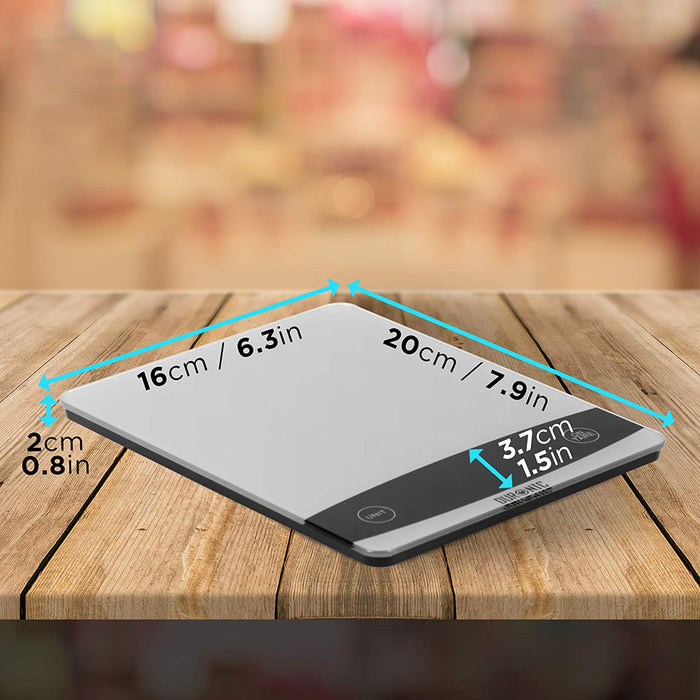 Duronic KS1009 Bilancia da cucina - Bilancia ad alta precisione con display digitale - Portata 1g / 10 kg - Piattaforma in vetro - Funzione Tara - Ideale per cucina e pasticceria