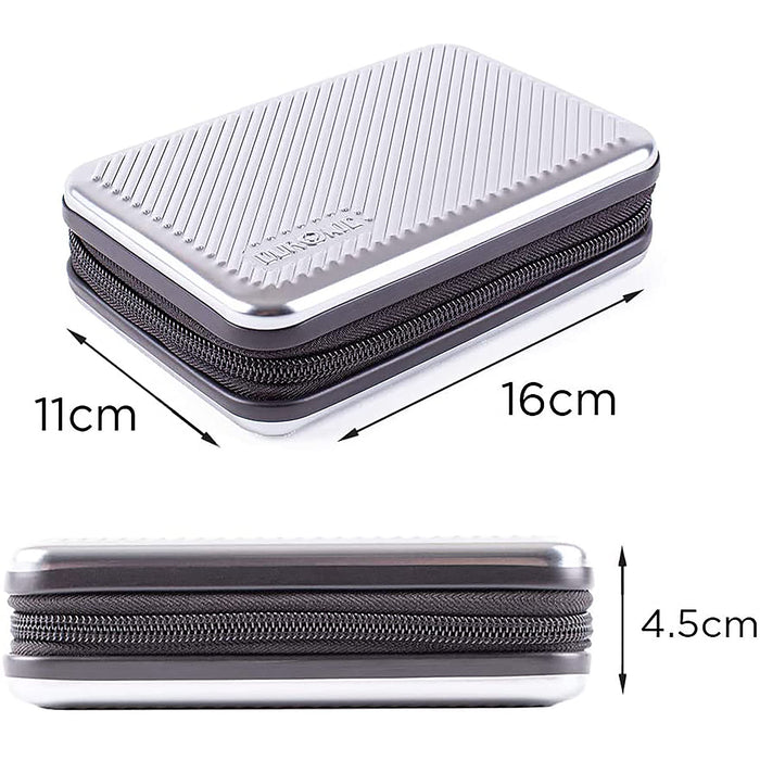 Duronic HDC3 SR Custodia rigida protettiva per disco rigido GPS carica batteria portatile | Borsa per dischi rigidi esterni 11 x 16 cm | Argento | Alluminio antiurto | Leggero e Compatto