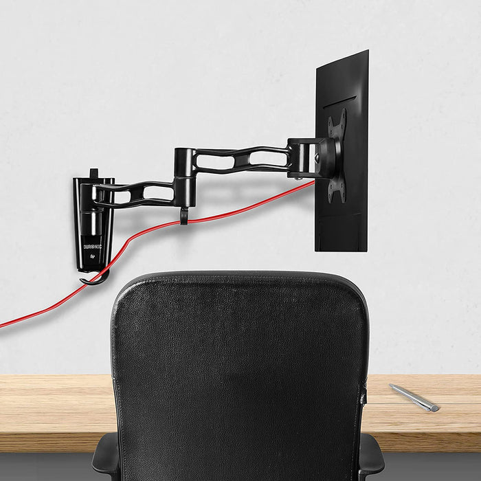 Duronic DM35W1X3 Supporto monitor da parete | Per schermi da 13 a 30 pollici | Inclinazione regolabile | Capacità 20 kg |VESA 70 100 | Supporto ergonomico murale | Con ganci gestione cavi | Universale