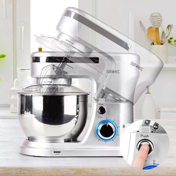 Duronic SM104 Robot da cucina | Impastatrice elettrica 1000 W | 6 Velocità e funzione pulse | Ciotola da 4 L e paraspruzzi | 3 ganci inclusi | Ideale per pasticceria e impasti