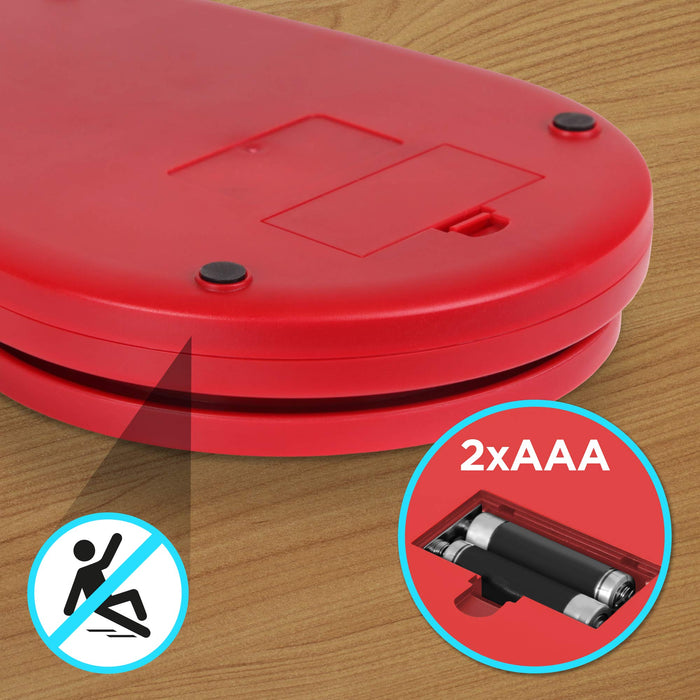 Duronic KS5000 RD/SS Bilancia da cucina digitale | Portata da 1g a 5kg | Ciotola in acciaio INOX 2,5L | Grande display retroilluminato | Funzione Tara | Bilancia ad alta precisione rossa
