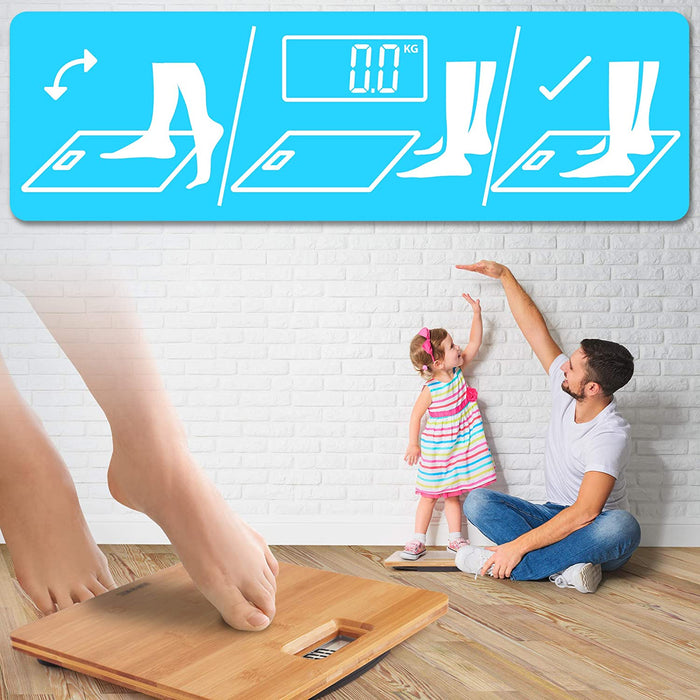 Duronic BS503 Bilancia pesapersone digitale in Bambù | Capacità fino a 180 kg | Bilancia digitale con schermo LCD | Design in bambù ecologico | Bilancia ad alta precisione con tecnologia Step-on