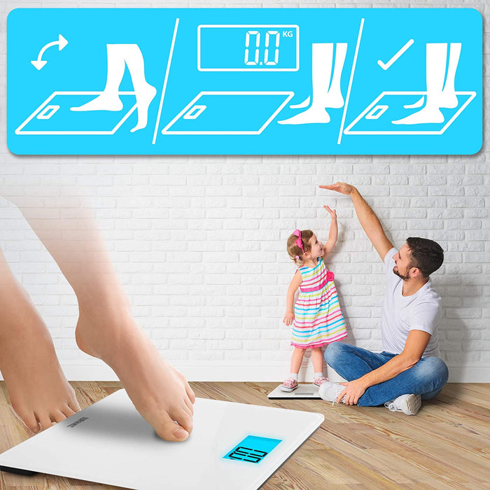 Duronic BS403 Bilancia pesapersone digitale | Capacità fino a 180 kg | Display LCD grande retroilluminato | Design in vetro | Bilancia ad alta precisione con tecnologia Step-on