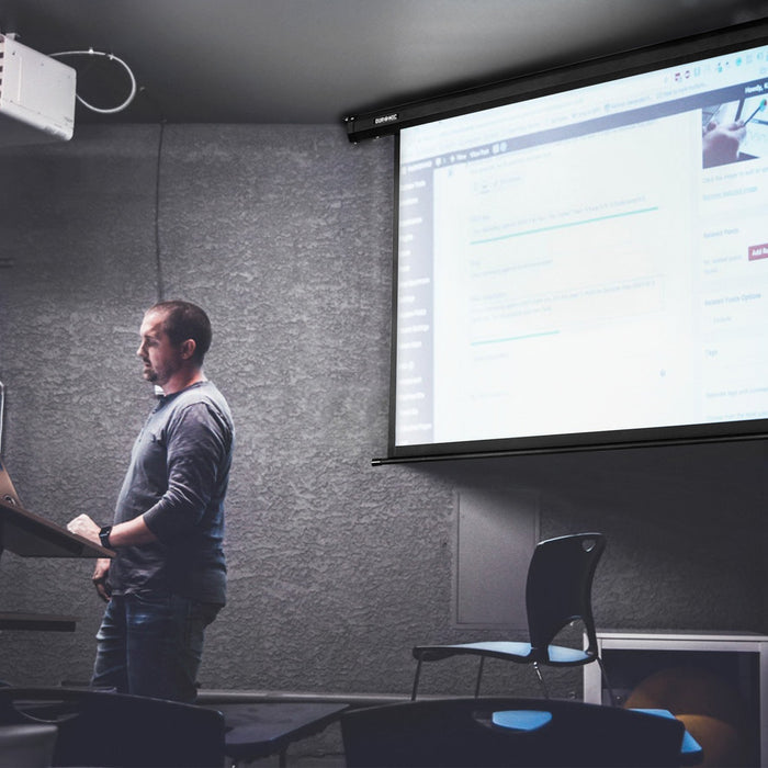 Duronic EPS92 16:9 Telo Proiettore 92 pollici, Schermo per proiettore, Telo da proiezione interno esterno, Home theater cinema Full HD 3D 4K, Schermo di proiezione anti pieghe per casa ufficio scuola