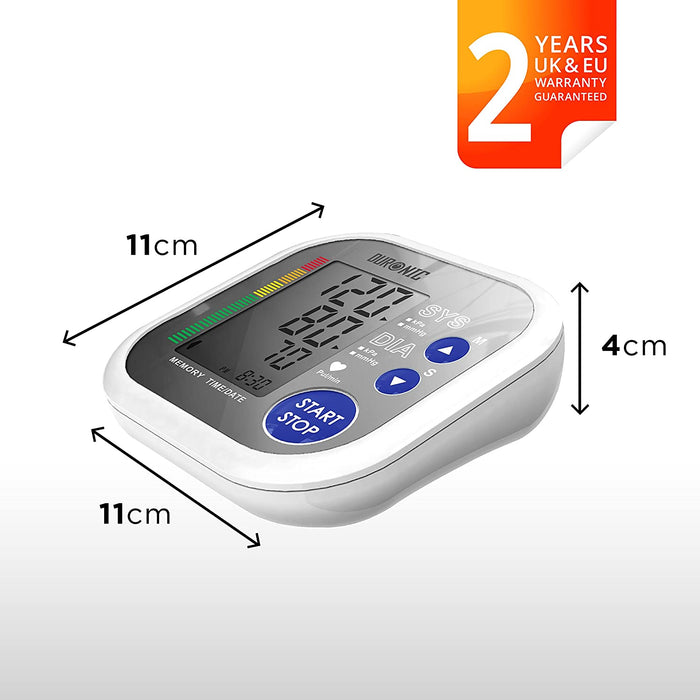 Duronic BPM080 Misuratore di pressione elettrico arteriosa da braccio | Manicotto da 22 a 42 cm | Ampio display LCD | Rilevatore automatico per pressione sanguigna digitale | Frequenza cardiaca