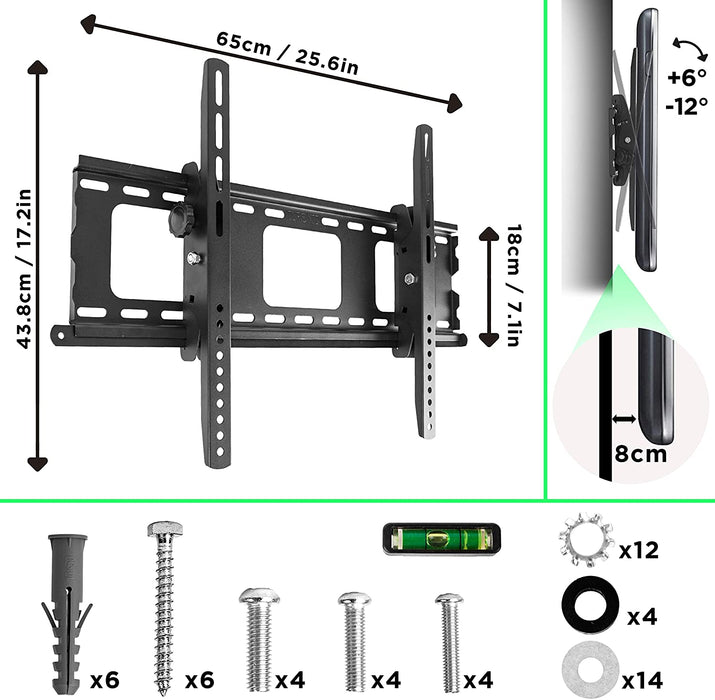 Duronic TVB103M Supporto TV da parete per TV da 33 a 65 portata 65kg con funzione antifurto |Per schermi con VESA MAX 600 x 400mm | Barra sicurezza da parete per TV o monitor