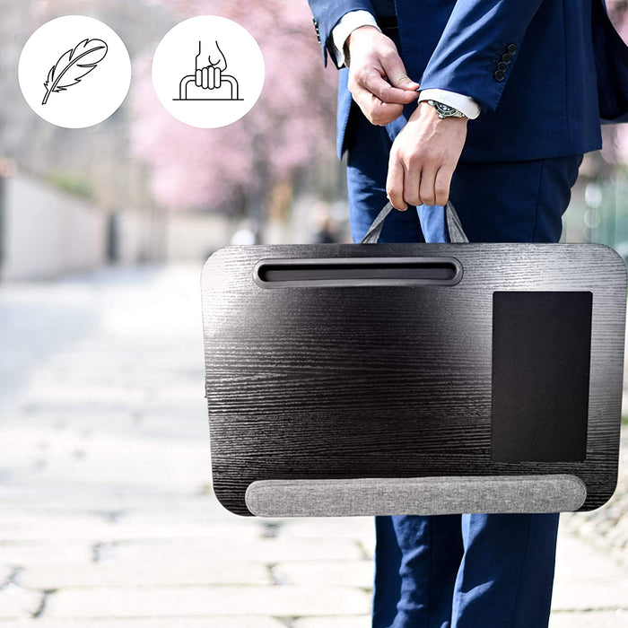 Duronic DML433 Supporto Laptop con imbottitura | Piattaforma Tablet con cuscino e maniglia integrata | Scrivania portatile | Vassoio ergonomico per letto, divano e auto