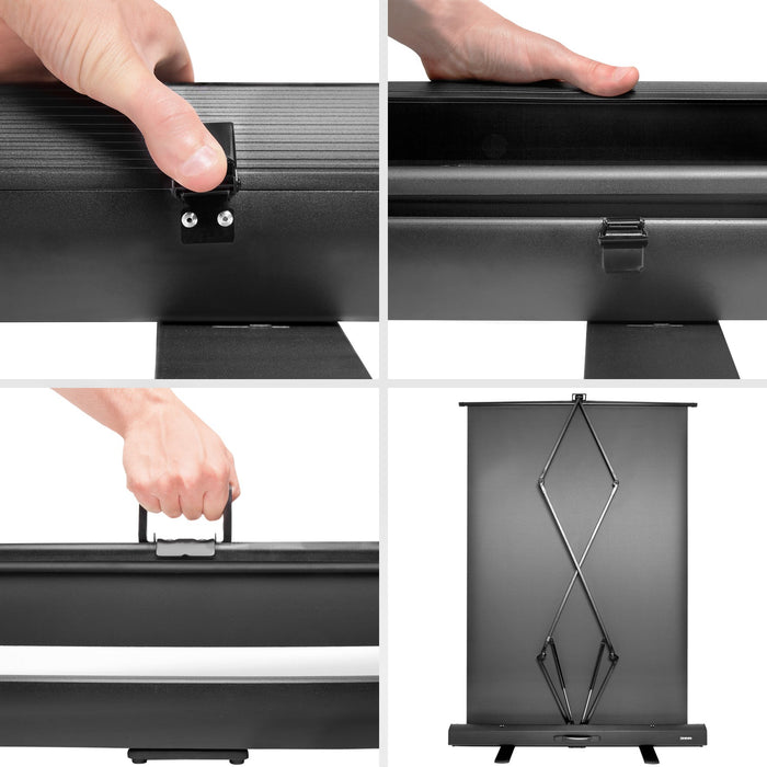 Duronic FPS80 /43 schermo di proiezione 80 formato 4:3 / 163 X 122 cm - telo proiettore retrattile auto-portante per videoproiettore Full HD 3D 4K - Home cinema home theater ufficio