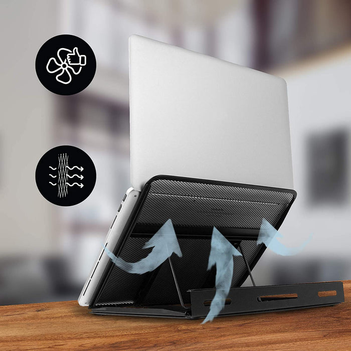 Duronic DM074 Supporto per notebook | 9 Impostazioni di altezza | Capacità 10 kg | Dimensioni 37cm x 24 cm | Piattaforma per Laptop Tablet Libri e Spartiti | Ergonomico e ventilato | Universale