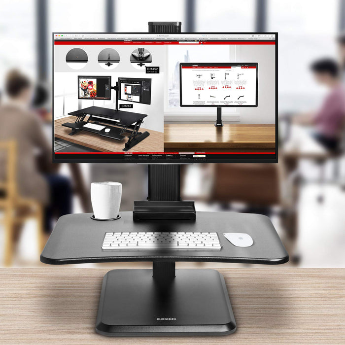 Duronic DM05D14 BKPostazione da lavoro per computer con ampia piattaforma 65 cm scrivania ufficio per pc monitor tastiera altezza regolabile da 72 a 116 cm