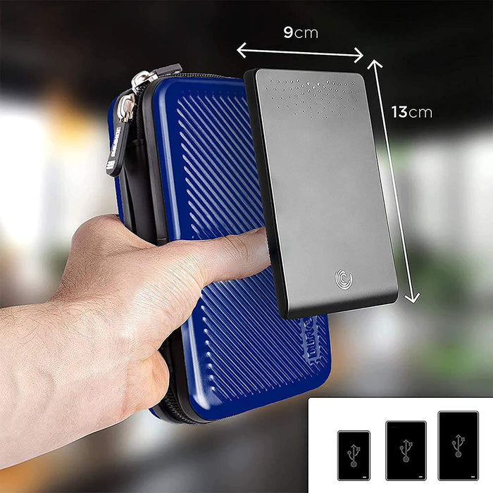 Duronic HDC3 BE Custodia rigida protettiva per disco rigido GPS carica batteria portatile | Borsa per dischi rigidi esterni 11 x 16 cm | Blu | Alluminio antiurto | Leggero e Compatto