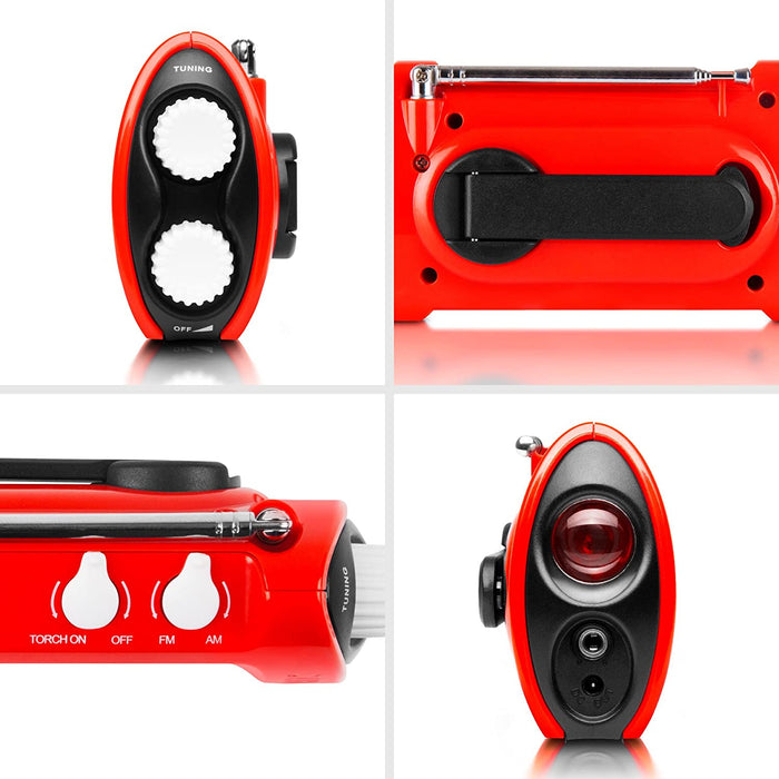 Duronic Ecohand Radio AM/FM - ricarica USB o dinamo – torcia - jack per cuffie – portatile – ideale per emergenze, escursioni, campeggio o pesca