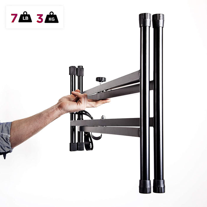Duronic KS2B Supporto per tastiera musicale con 7 livelli di altezza | Per tastiere fino a 20kg | Cinghie di fissaggio | Supporto rinforzato doppia X per pianoforte digitale | Apertura veloce
