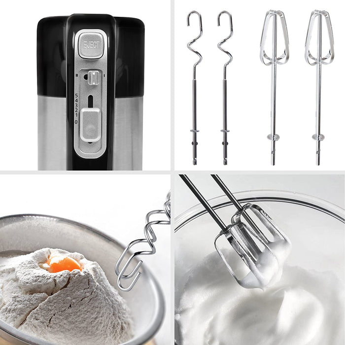 Duronic HM3 Sbattitore elettrico 300 W | Frusta elettrica con base per accessori | 5 velocità e funzione turbo | 2 fruste e 2 ganci in acciaio INOX | Leggero e confortevole | Per Dolci Biscotti Creme