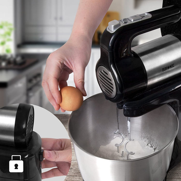 Duronic SM3 Mixer da Cucina Elettrico 2-in-1 con 300W - Robot da Cucina con Ciotola in Acciaio Inox da 4 L e 3 diversi ganci - 5 Velocità e Funzione Turbo - Ideale per Cuochi Casalinghi e Baking