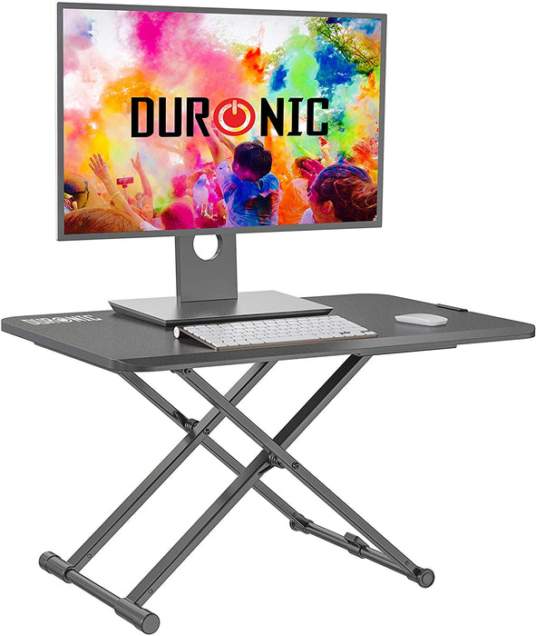 Duronic DM05D24 BK Postazione da Lavoro per Computer  Ampia piattaforma 74 x 47 cm  Altezza regolabile 5 a 40 cm  Scrivania regolabile per Monitor, tastiera, Laptop