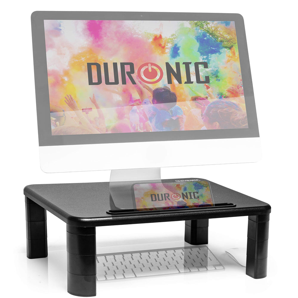 Duronic DM055 Supporto monitor scrivania dimensioni 40 x 28 cm - Supporto da tavolo regolabile da 4 a 15 cm per monitor e Laptop - Capacità 10kg - Mensola ergonomica per scrivania