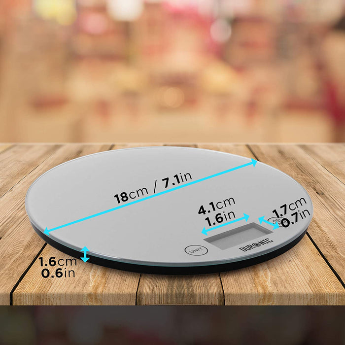 Duronic KS1055 Bilancia da cucina - Bilancia ad alta precisione con display digitale - Portata 1g / 5 kg - Piattaforma in vetro - Funzione Tara - Ideale per cucina e pasticceria