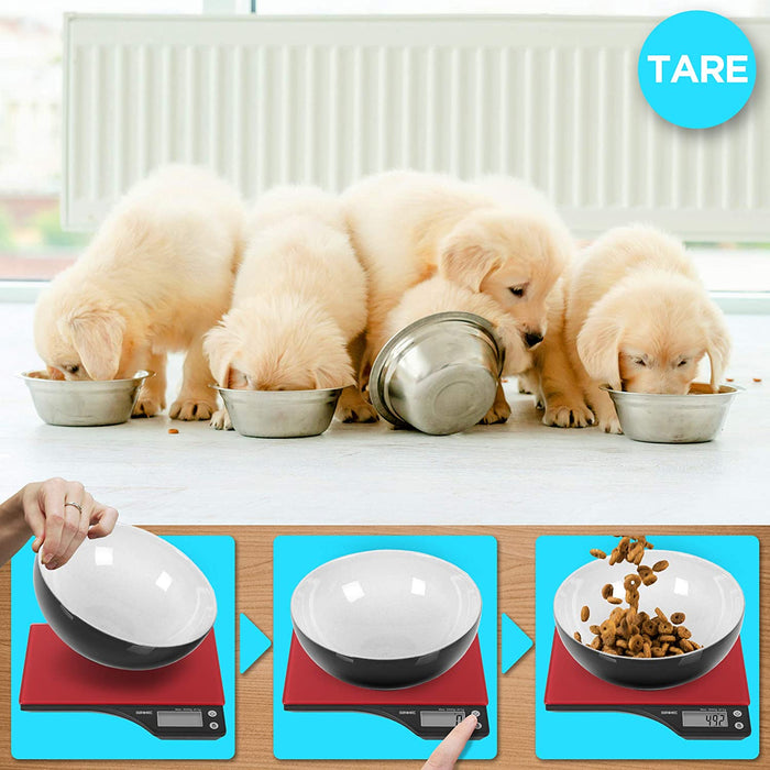 Duronic KS350 Bilancia da cucina - Bilancia ad alta precisione con display digitale - Portata 1g / 5 kg - Piattaforma in vetro Rossa - Funzione Tara - Ideale per cucina e pasticceria