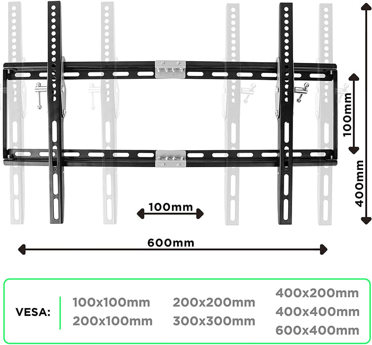 Duronic TVB777 Supporto TV da parte fisso ultra sottile per schermi LED LCD curvi monitor 33 60 portata 40kg compatibile con vesa 600 x 400 mm