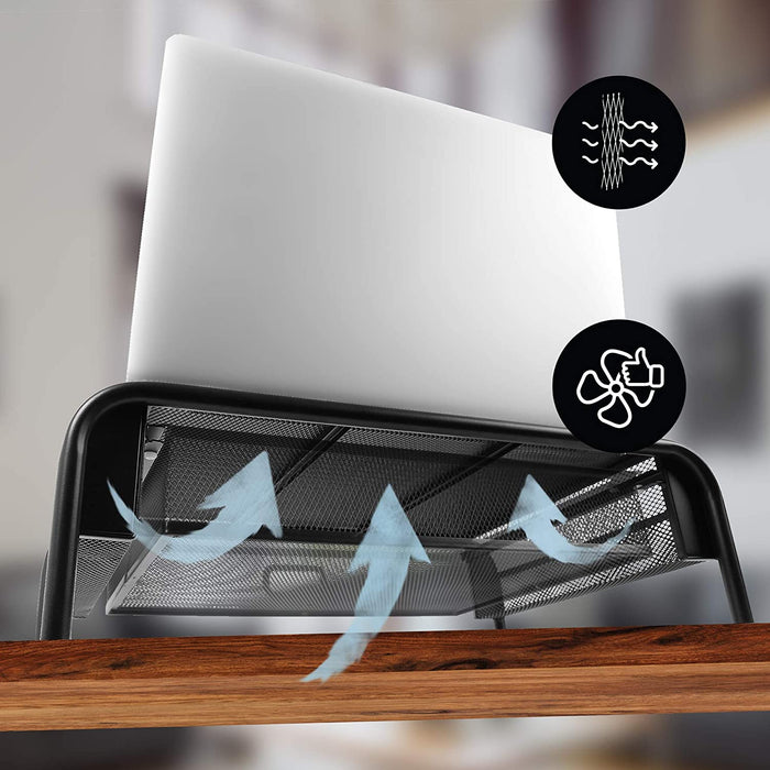 Duronic DM072 Supporto Monitor con cassetto | Capacità 10 kg | Dimensioni 33 cm x 26 cm | Supporto da Tavolo in Metallo | Piattaforma ergonomica per Monitor Laptop Tablet |