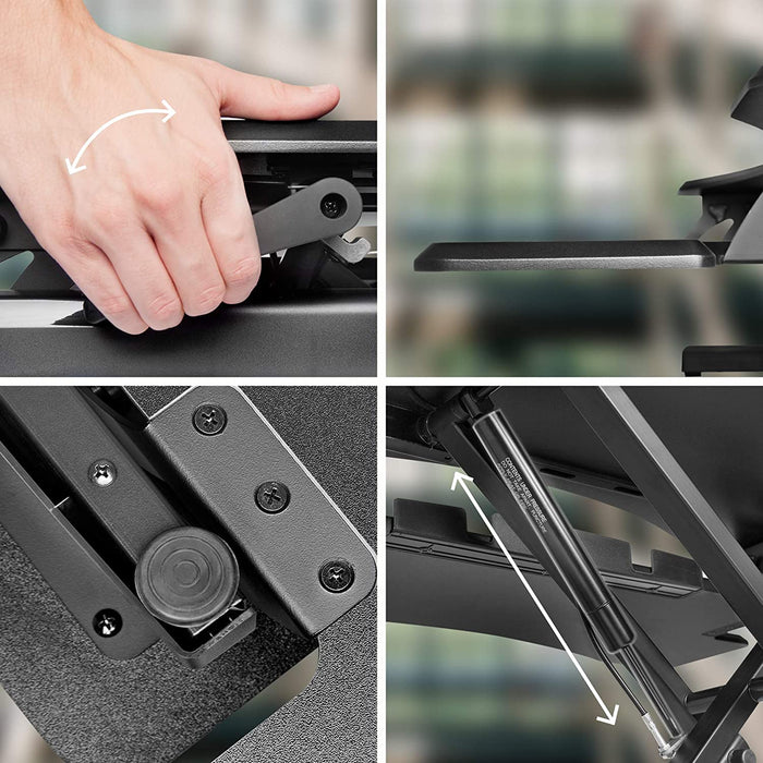 Duronic DM05D17 BK Postazione Lavoro  Altezza regolabile 12-49cm - Ampia Piattaforma 82-45cm - Portata 15kg  Scrivania ergonomica per Lavorare in Piedi con Supporto per Tastiera