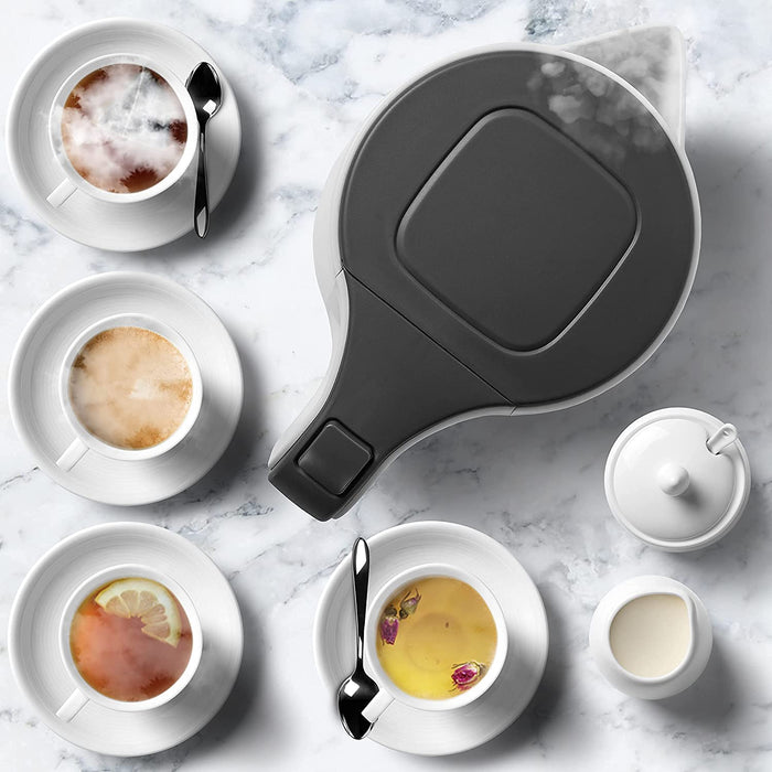 Duronic EK17 BK Bollitore acqua elettrico 2200W | Capacità 1,7 L | Spegnimento automatico | Base rotazione 360° | Filtro anticalcare | Bolli acqua bianco | Per Acqua Tè Tisane Caffè | Compatto