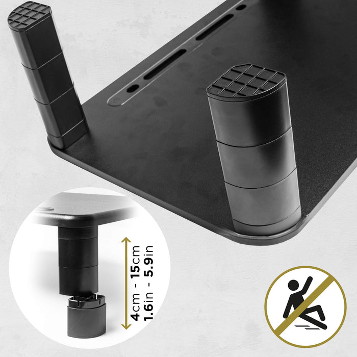 Duronic DM055 Supporto monitor scrivania dimensioni 40 x 28 cm - Supporto da tavolo regolabile da 4 a 15 cm per monitor e Laptop - Capacità 10kg - Mensola ergonomica per scrivania