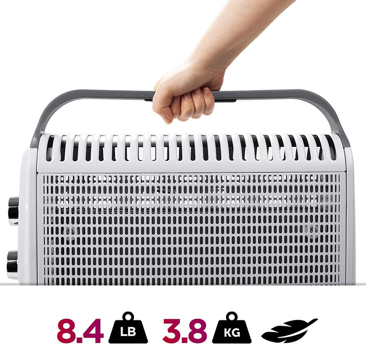Duronic HV180 Stufa elettrica con pannelli in mica 1800W  Termoconvettore con termostato integrato  2 funzioni di riscaldamento  Calorifero Micatermico - Radiante portatile leggero  Senza olio