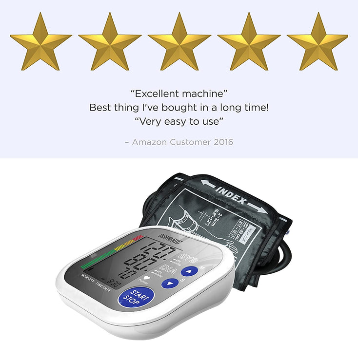 Duronic BPM080 Misuratore di pressione elettrico arteriosa da braccio | Manicotto da 22 a 42 cm | Ampio display LCD | Rilevatore automatico per pressione sanguigna digitale | Frequenza cardiaca