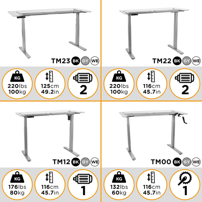 Duronic TM00 GY Telaio per scrivania - Altezza regolabile 71 - 116 cm manuale - Postazione di lavoro ergonomica - 2 Livelli - Robusta e personalizzabile  Argento