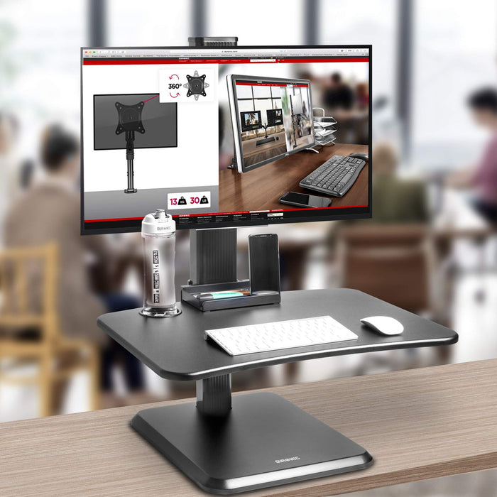 Duronic DM05D14 BKPostazione da lavoro per computer con ampia piattaforma 65 cm scrivania ufficio per pc monitor tastiera altezza regolabile da 72 a 116 cm