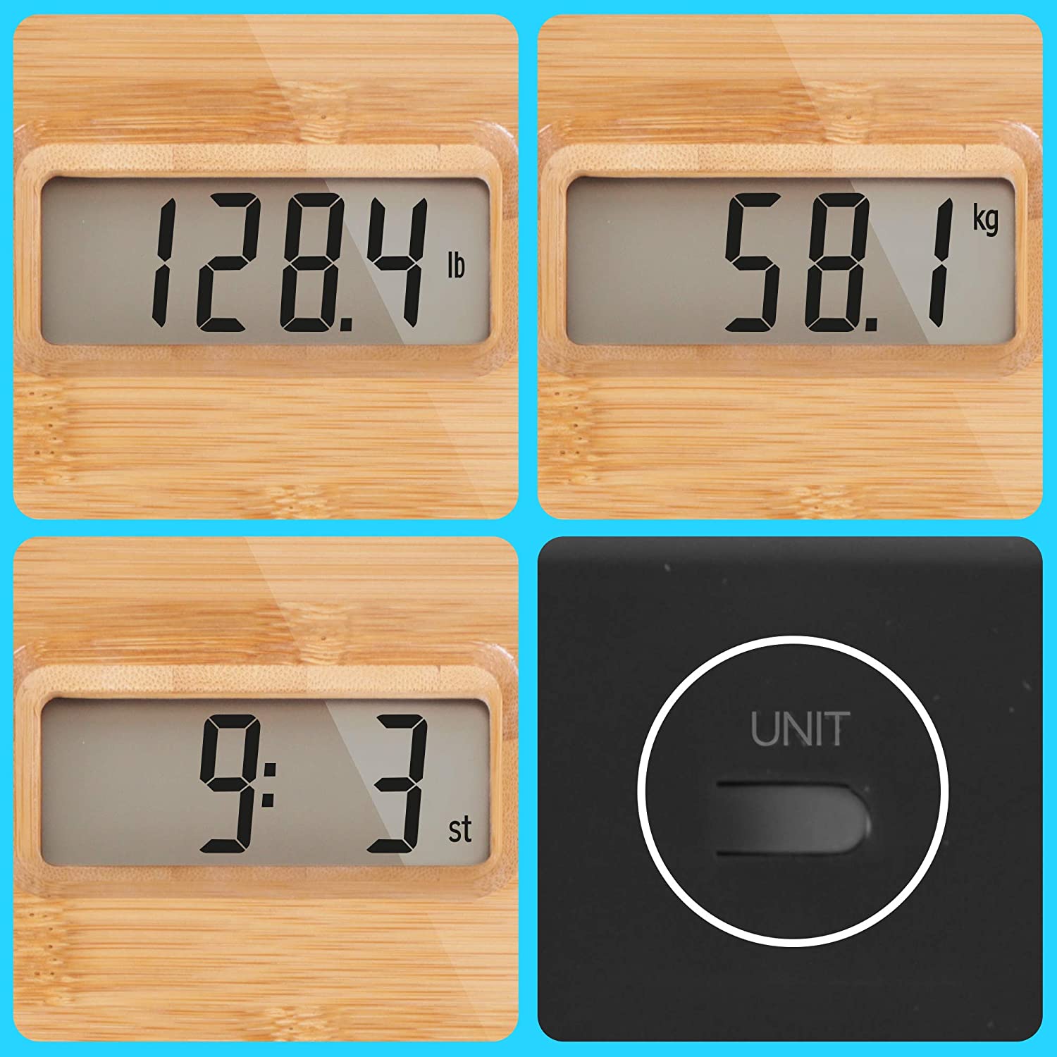 Duronic BS503 Bilancia pesapersone digitale in Bambù | Capacità fino a 180 kg | Bilancia digitale con schermo LCD | Design in bambù ecologico | Bilancia ad alta precisione con tecnologia Step-on