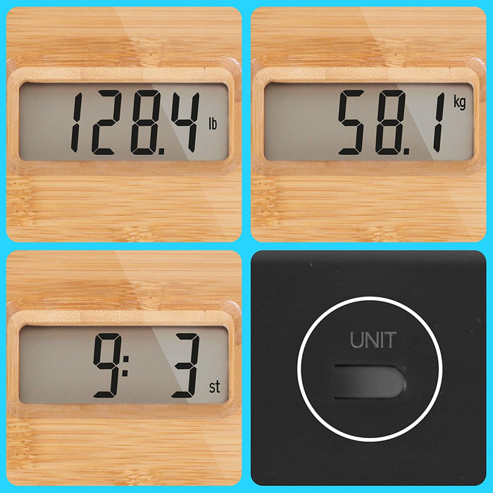 Duronic BS503 Bilancia pesapersone digitale in Bambù | Capacità fino a 180 kg | Bilancia digitale con schermo LCD | Design in bambù ecologico | Bilancia ad alta precisione con tecnologia Step-on