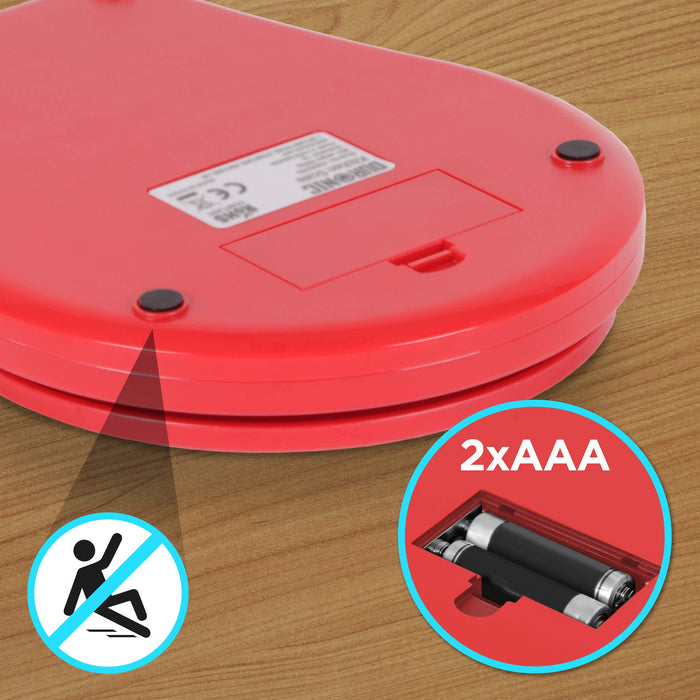 Duronic KS6000 RD Bilancia da cucina - Bilancia ad alta precisione con display digitale retro illuminato - Portata 1g / 5 kg con ciotola da 2L - Piattaforma nera - Funzione Tara