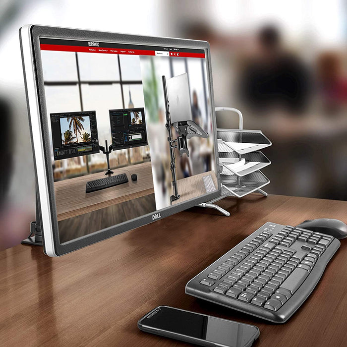 Duronic DM451X1 BK Braccio per un monitor da 15 a 27 pollici | Supporto per schermo singolo | Inclinazione e altezza regolabile | VESA 75 100 | Supporto monitor PC ergonomico con morsetto
