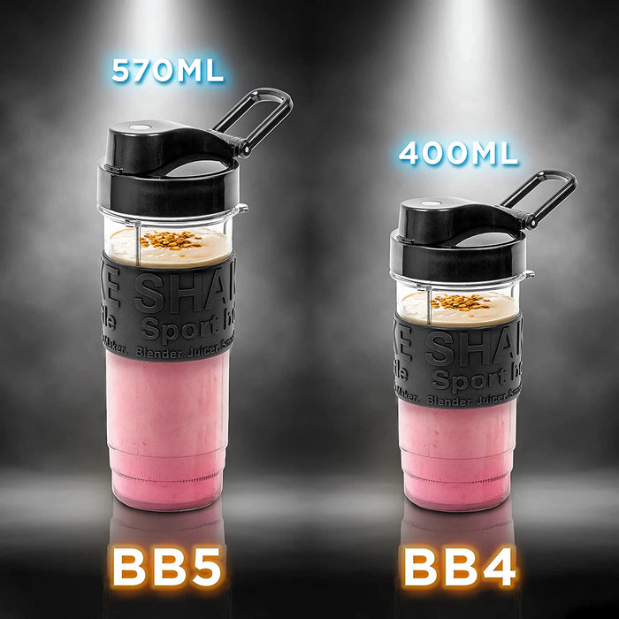Duronic BB4 Borraccia 400 ml | Bottiglia per frullatore senza BPA | Compatibile con mixer Duronic BL510 e BL520 | Ideale per smoothie, campeggio, palestra, escursioni