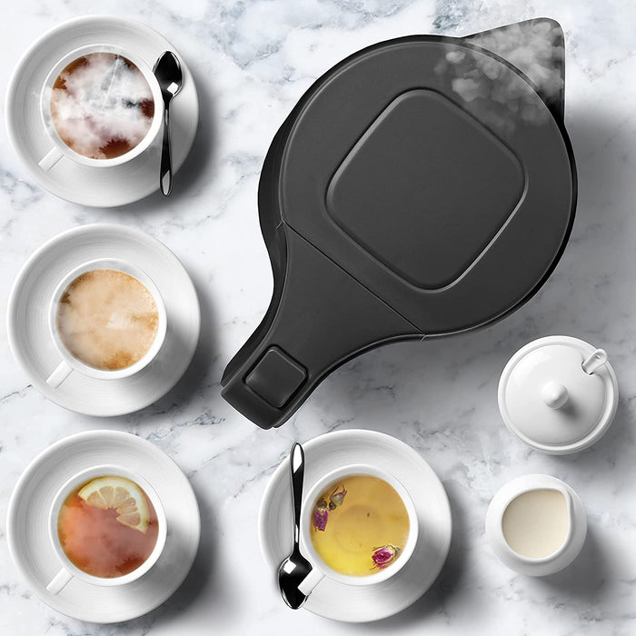 Duronic EK17 BK Bollitore acqua elettrico 2200W | Capacità 1,7 L | Spegnimento automatico | Base rotazione 360° | Filtro anticalcare | Bolli acqua nero | Per Acqua Tè Tisane Caffè | Compatto