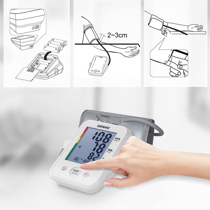 Duronic BPM150 Misuratore di pressione elettrico arteriosa da braccio | Manicotto da 22 a 42 cm | Ampio display LCD | Rilevatore automatico per pressione sanguigna digitale | Frequenza cardiaca