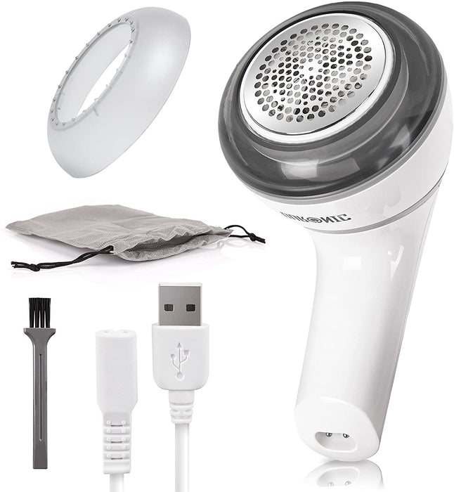 Duronic FS16USB Rasoio tessuti, Debobbler, Rimuove pelucchi dai vestiti, Levapelucchi elettrico, Manico girevole, Levapelucchi ricaricabile USB, Levapelucchi con custodia, Ravviva vecchi maglioni