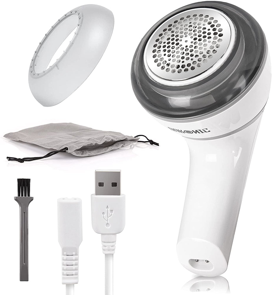 Duronic FS16USB Rasoio tessuti, Debobbler, Rimuove pelucchi dai vestiti, Levapelucchi elettrico, Manico girevole, Levapelucchi ricaricabile USB, Levapelucchi con custodia, Ravviva vecchi maglioni