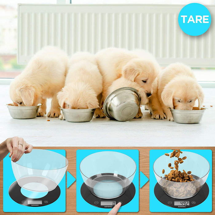 Duronic KS7000 Bilancia da cucina - Bilancia ad alta precisione con display digitale - Portata 1g / 10 kg con ciotola da 2L - Piattaforma nera e trasparente - Funzione Tara