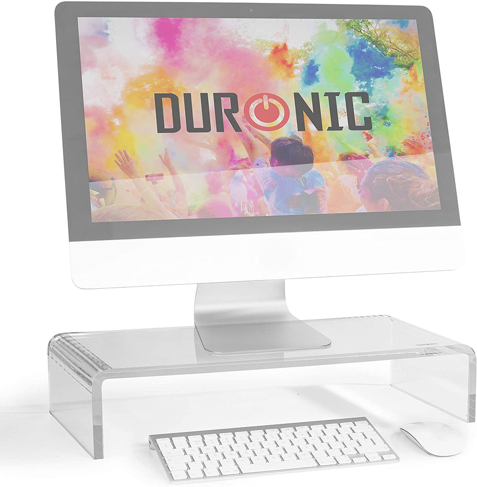 Duronic DM053 Supporto monitor scrivania dimensioni 50 x 20 cm - Supporto da tavolo in vetro acrilico per monitor e Laptop - Capacità 30kg - Mensola ergonomica per scrivania