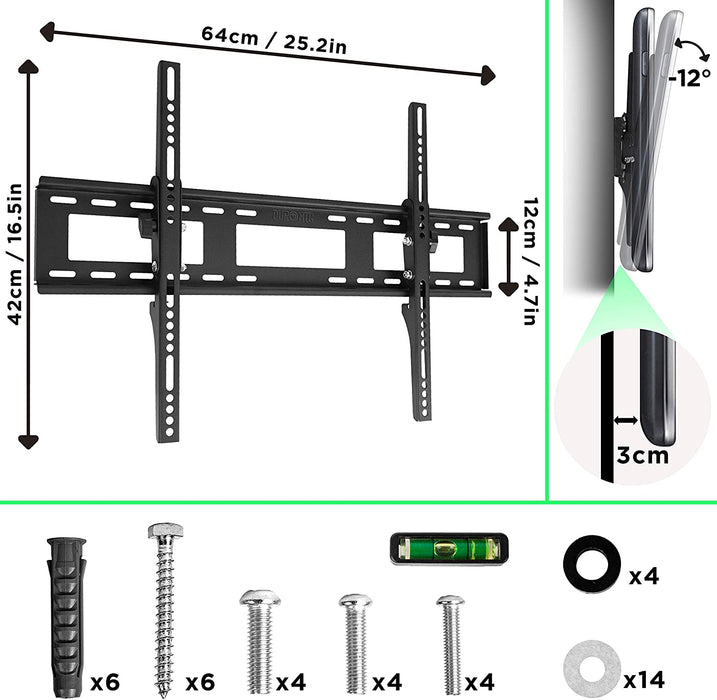 Duronic TVB123M Supporto TV da parete per TV da 32 a 60 portata 40 kg con funzione antifurto | Per schermi con VESA MAX 600 x 400 mm | Barra sicurezza da parete per TV o monitor