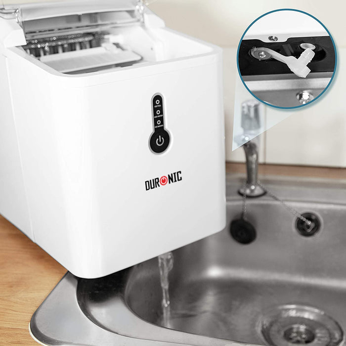 Duronic ICM120 Macchina per cubetti di ghiaccio 120W | 12 kg in 24h | Ghiaccio pronto in 7 min | Fabbricatore ghiaccio cestello 600 g | Serbatoio da 1,5 L l Paletta inclusa | Senza Impianto Idraulico