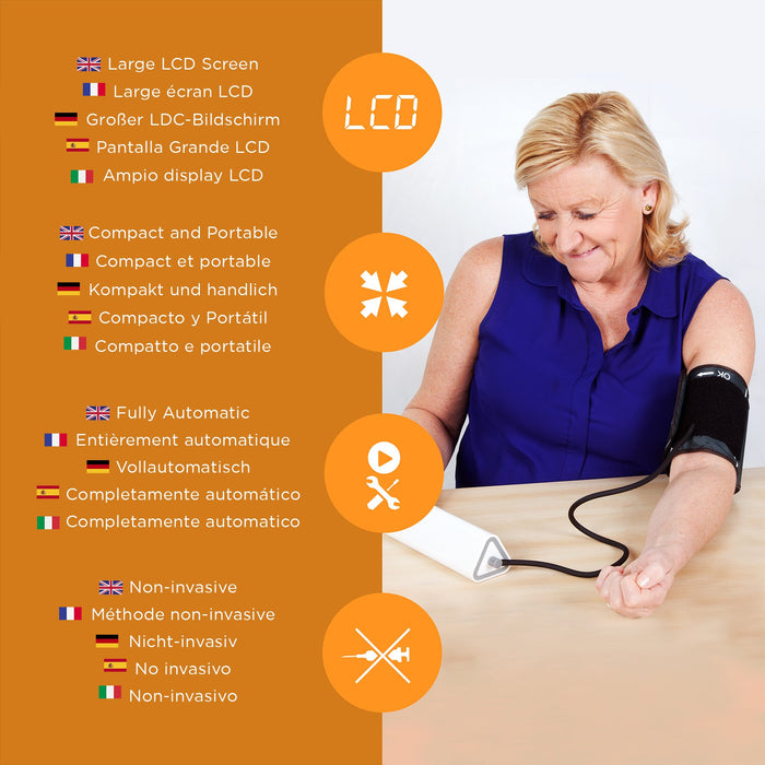 Duronic BPM450 Misuratore di pressione elettrico arteriosa da braccio | Manicotto da 22 a 42 cm | Ampio display LCD | Rilevatore automatico per pressione sanguigna digitale | Frequenza cardiaca