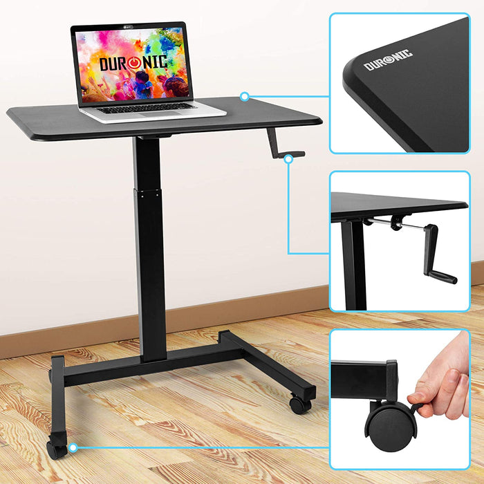 Duronic WPS47 Supporto per proiettore e scrivania ergonomica | Altezza regolabile con maniglia | Piattaforma 80x50 cm | Capacità 30 kg | Tavolo multiuso su ruote | Scrivania portatile per laptop