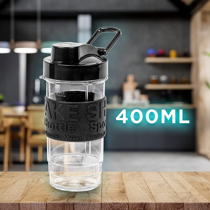 Duronic BB4 Borraccia 400 ml | Bottiglia per frullatore senza BPA | Compatibile con mixer Duronic BL510 e BL520 | Ideale per smoothie, campeggio, palestra, escursioni