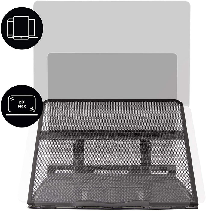 Duronic DM074 Supporto per notebook | 9 Impostazioni di altezza | Capacità 10 kg | Dimensioni 37cm x 24 cm | Piattaforma per Laptop Tablet Libri e Spartiti | Ergonomico e ventilato | Universale
