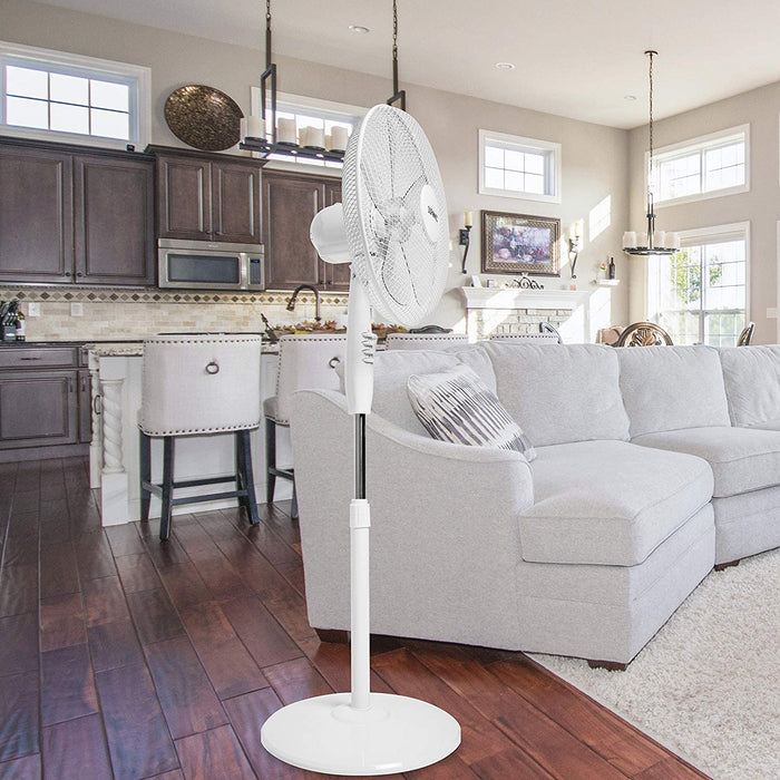 Duronic FN30 Ventilatore a piantana 60W | 3 velocità | 110 a 128 cm regolabile in altezza | 5 Pale ultra silenzioso e ventola oscillante | Base circolare | Motore potente | Ideale per uso notturno